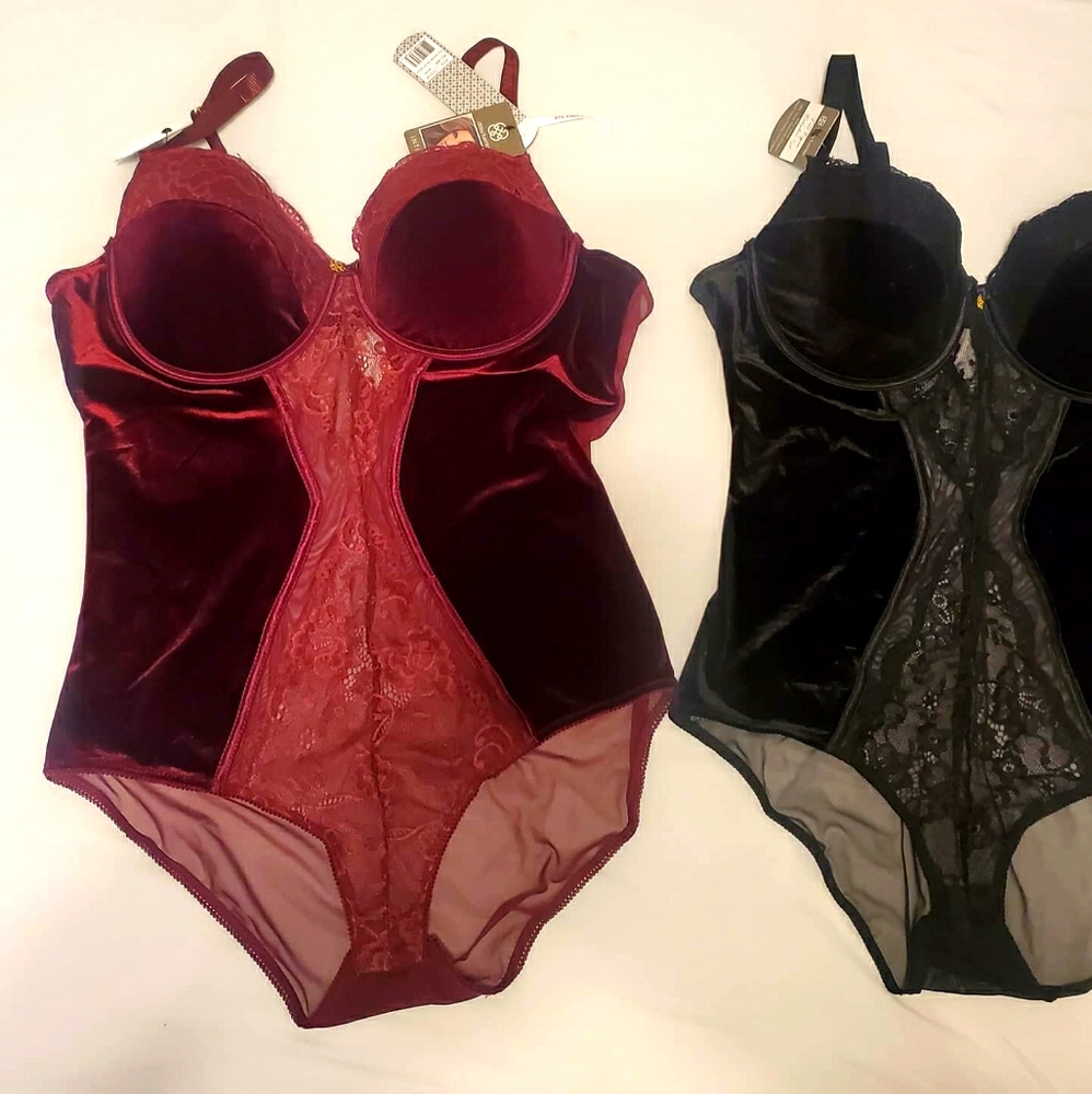 Burgundy and black bodysuit